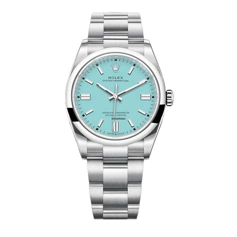 silver rolex with light blue face|Rolex oyster perpetual blue dial.